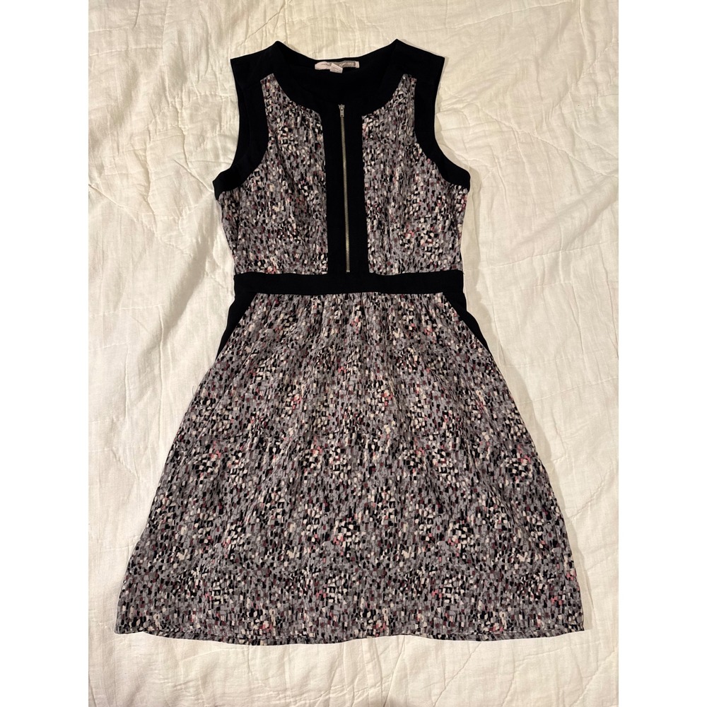 Forever 21 Contemporary Pixel Print Zip Front Sleeveless Pocket Dress XS